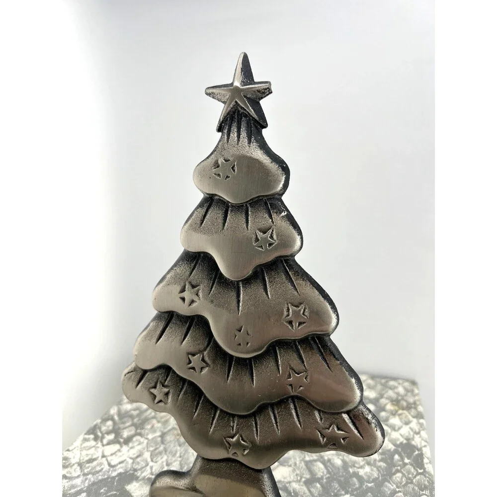 Silver Metal Christmas Tree Stocking Holder Shelf Mantle Hook Vintage Y2K 2pc